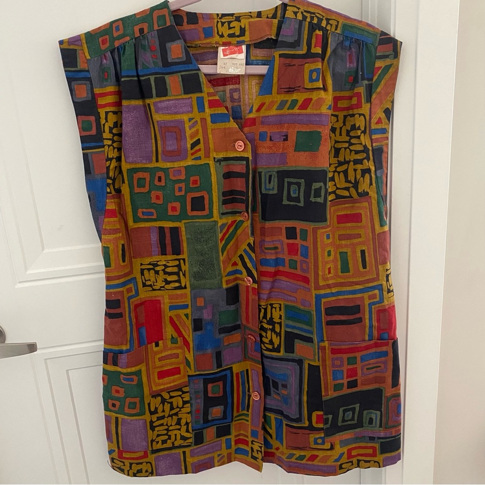 Authentic Vintage Colorful Geometric Patterned Vest Women’s Medium